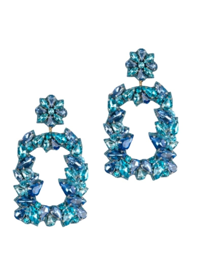Front of a size O/S Anushka Earrings in Turquoise in Turquoise by DEEPA GURNANI. | dia_product_style_image_id:328964